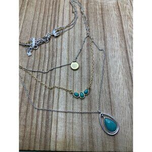 Lucky Brand 3 Multi Strands Faux Turquoise Long Necklace